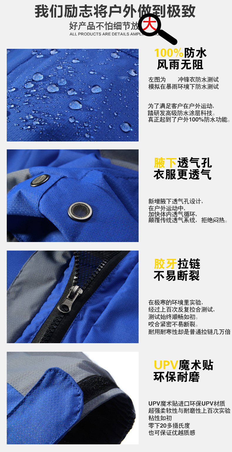 山西沖鋒衣生產廠家具體細節展示